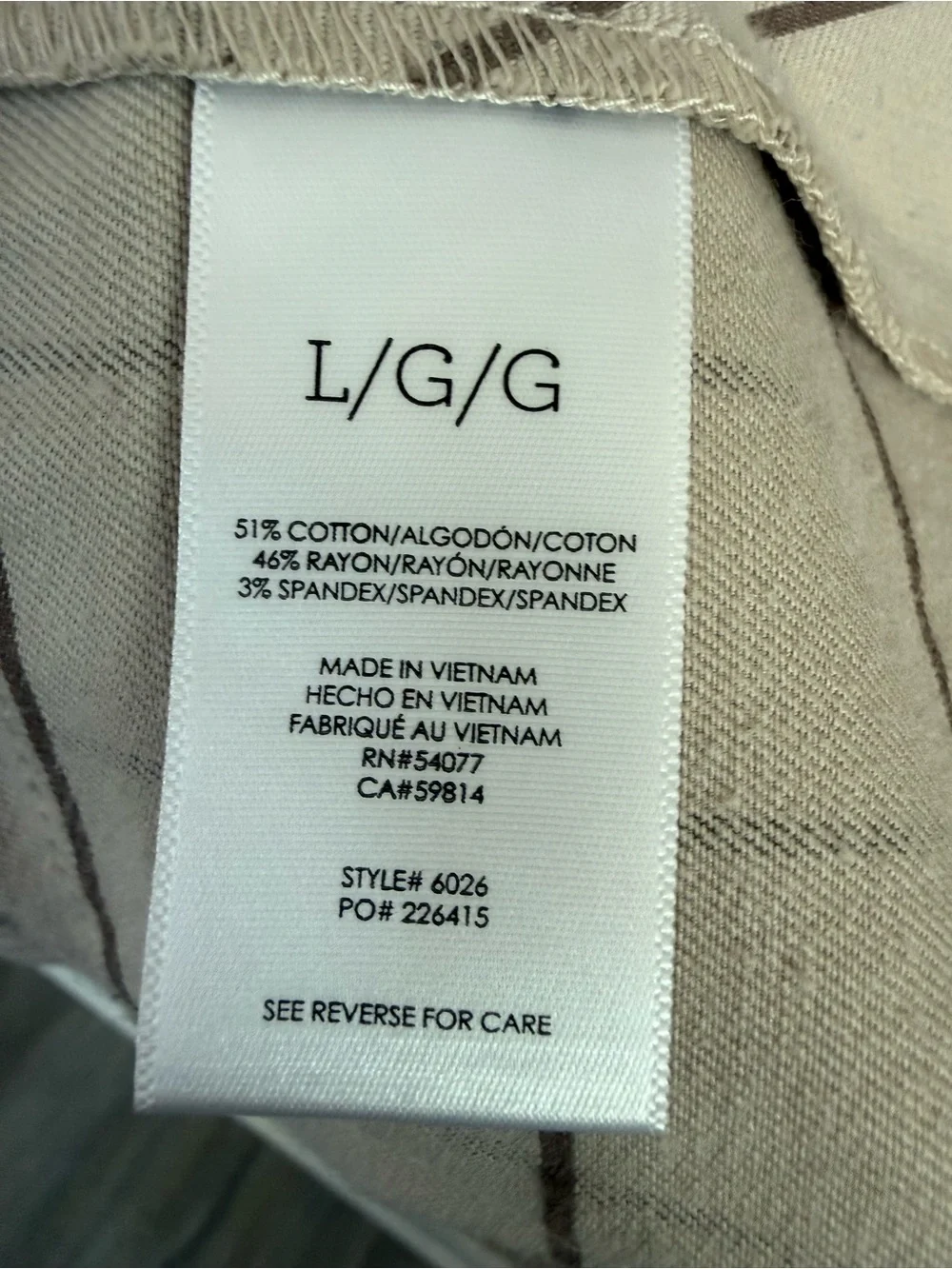 CAbi Windowpane Jacket 6026 Beige Cinched Drawstring Waist Neutral Women’s L